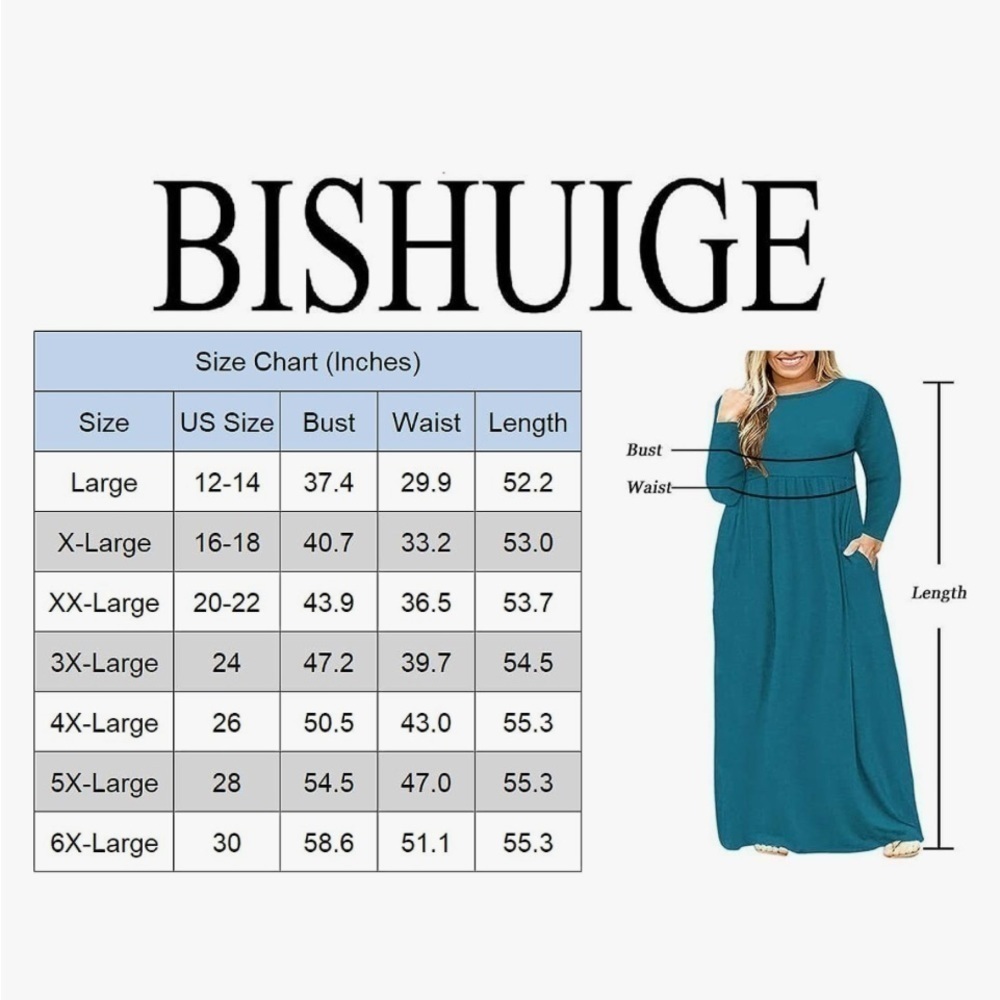 Plus Size Maxi Dress Long Sleeve Empire Waist Size 3X Royal Blue And Bl… - Picture 5 of 9